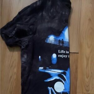 Blue and Black Graphic Tee